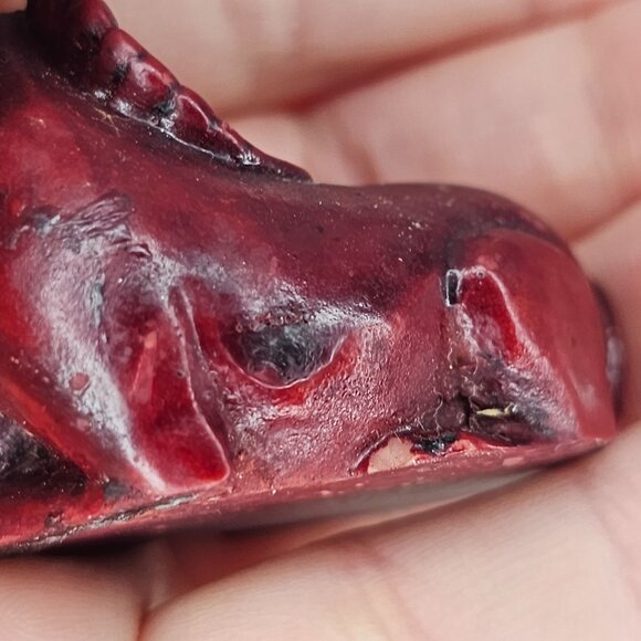 Vintage Red Goat Figurine Sculpture Ram Netsuke Lucky Feng Shui *Chip* - Picture 9 of 9